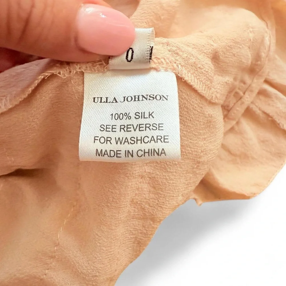 Ulla Johnson 100% Silk Piera Pleated Ruffled Matte Satin Drop Waist Dress Size 0 - Picture 12 of 16